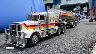 RC American Truck King Hauler pull two long tankers Shell trailer