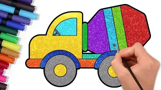 How to Draw a Mixer Truck | Easy Step By Step Vehicles Drawing for Kids | HooplaKidz How To