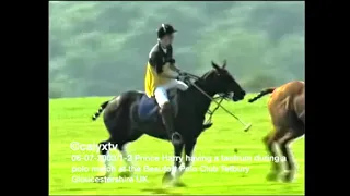 Harry throws a  tantrum or 2 during a polo match at the Beaufort Polo Club Tetbury Glos UK