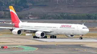 (4K) Rainy plane spotting morning at Madrid Barajas airport (MAD/LEMD) - April 2018