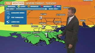 Severe weather possible Tuesday with rain lingering into Wednesday