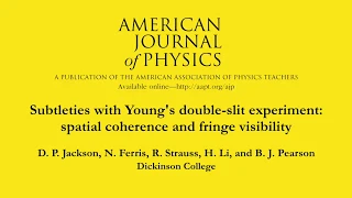 Spatial Coherence and Fringe Visibility Video Abstract