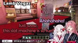 Lui-nee and Ayame Try Watame's Slot Machine and They Quickly Get Hooked on It