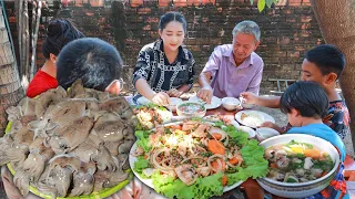 "Cuttlefish Cooking 2 recipes" Peaceful family lunch, Banana dessert | Cooking with Sros