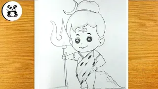 Cute bal bholenath pencil drawing | easy mahadev drawing