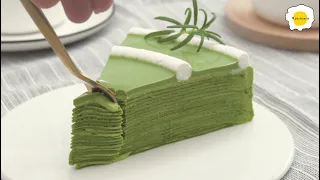 Matcha crepe cake ASMR