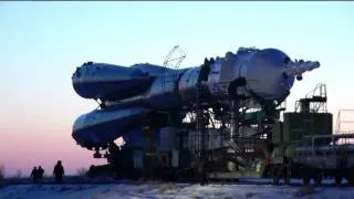 Expedition 30/31 Soyuz TMA-03M Rocket Rollout to the Launch Pad in Baikonur Kazakhstan