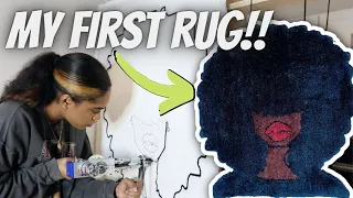 MY FIRST TIME RUG TUFTING | Make A Rug With Me | How To Tuft A Rug