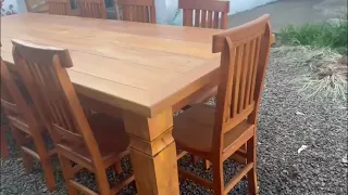 Mesa De Jantar Com 10 Cadeiras Madeira de Demolição Peroba Rosa