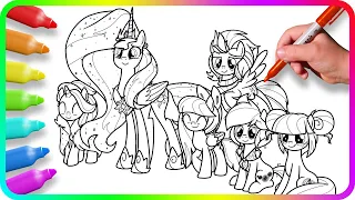 Coloring Pages MY LITTLE PONY - Magic of Friendship / How to color My Little Pony. Easy Drawing. MLP