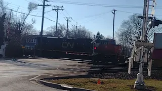 CN Intermodal Train In West Chicago, Illinois on a Cool Day.
