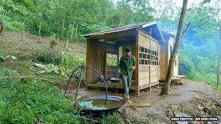 Quickly complete the kitchen, solid wood walls and windows, cooking chayote | Building Life | Ep.124