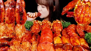 ASMR (COOKING & EATING)SPICY SEAFOOD (LOBSTER TAIL, ABALONE, OCTOPUS, SHRIMP, SQUID, ENOKI MUSHROOM)