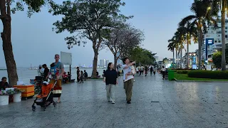 Evening Walk Riverside Park (4K HDR) | Phnom Penh Evening Riverside Park Walking Tour | 2024