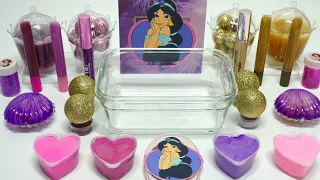 PRINCESS JASMINE SLIME!💖 Mixing makeup and glitter into slime ASMR satisfying slime video