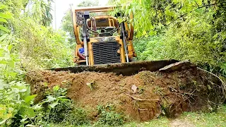 Caterpillar Bulldozer D6R XL Works 8 Hours Making Roads on Mountain Plantations