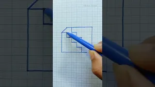 Easy 3D Drawing on Graph paper #shorts #3d #3dart