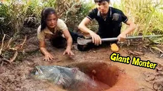 Group of Brave Hunters Catching the Giant Monster in the Hole | king Fisshing