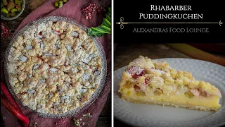 Rhabarber- Puddingkuchen mit Streusel/ So lecker und einfach!