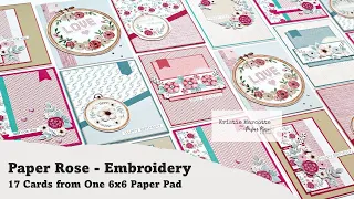 Paper Rose Studio | Embroidery | 17 cards from one 6x6 paper pad