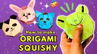 Origami Paper Squishy Cat, Bear, Frog/ How to make squishy without glue/ tape crafts