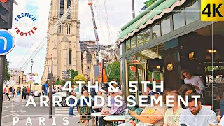 PARIS 🇫🇷4th -5th Arrondissement Walking Tour [4K] Cathédrale Notre-Dame ➜Place Dauphine➜ Samaritaine