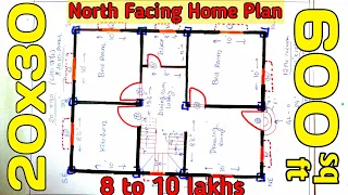 600 sq ft House Design | 20x30 North Facing Home Plan | 20x30 Duplex House | 20*30 Makan ka Naksha