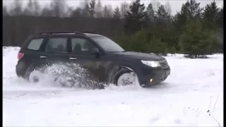 X-Trail vs Forester. По снегу на "бреющем" ...