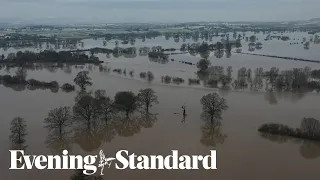 Rain and snow cause heavy flooding in west England as fields remain waterlogged in Gloucestershire