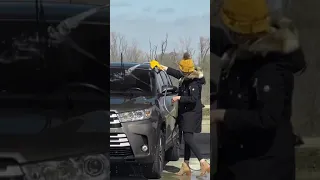 Woman washes her Car with GAS! (her car almost exploded) 😳 #shorts