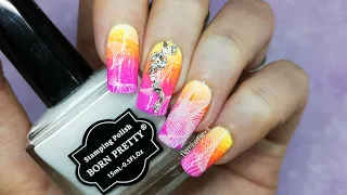 Neon Gradient Nail Art With Gems & Stamping Polishes💅- femketjeNL