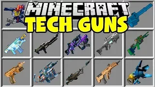 Minecraft TECH GUNS MOD | NUKE LAUNCHERS, ALIEN BLASTERS, FLAMETHROWERS & MORE!!