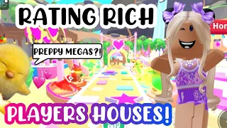 RATING RICH PLAYERS HOUSES IN ADOPT ME!😱🌴PREPPY MEGAS?!💕#adoptmeroblox #preppyadoptme #preppyroblox
