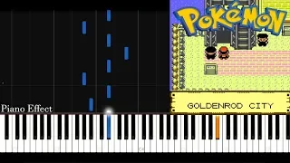 Pokemon Crystal - Goldenrod City (Piano Tutorial Synthesia)