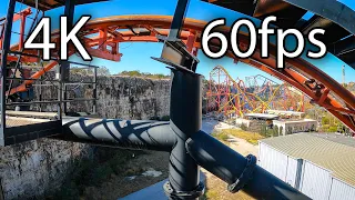 Pandemonium front seat on-ride 4K POV @60fps Six Flags Fiesta Texas