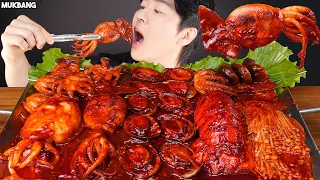 ASMR MUKBANG | 직접 만든 해물찜 먹방  🦑🐙 SPICY SEAFOOD BOIL SQUID OCTOPUS LOBSTER TAIL COOKING EATING SOUND