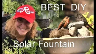 How to Make the EASY CHEAP Hummingbird Bird Bath DIY Solar Water Fountain $1 Nature for Garden