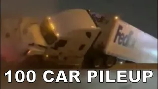 Caught on Camera: Tractor Trailer Crash, 100-Car Pileup / Texas