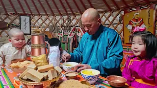 Mongolian Breakfast| What Mongolian Nomads eat during winter?