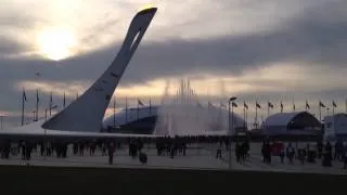 Sochi Olympic Flame - Swan Lake water fountain display