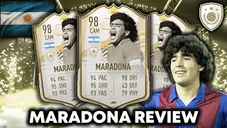 98 ICON MOMENTS MARADONA PLAYER REVIEW! THE MAGICIAN. FIFA 21 ULTIMATE TEAM