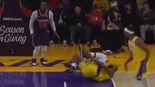 LeBron James in Pain After Scary Fall