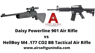 Daisy Powerline 901 Air Rifle vs HellBoy M4 .177 CO2 BB Tactical Air Rifle by Airsoft Gun India