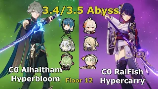 C0 Alhaitham Hyperbloom & C0 Raiden/Fischl Hypercarry - Spiral Abyss Floor 12- Genshin Impact