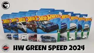 Hot Wheels Green Speed 2024 - The Complete Set Including the Treasure Hunt Ford Mustang Mach-E 1400