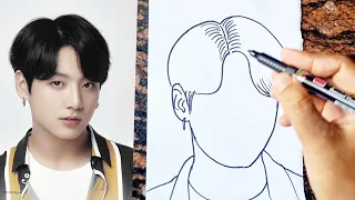 How to draw BTS Jungkook drawing 💜 #btsarmy