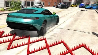 Spike Strip Multi-Vehicle Pileup Crashes #2 - BeamNG Drive