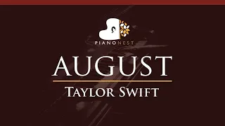 Taylor Swift – august - HIGHER Key (Piano Karaoke Instrumental)