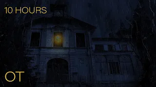 Spooky Stormy Night at a Haunted House | Thunder & Rain Sounds w/ Outdoor Ambience | 10 HOURS