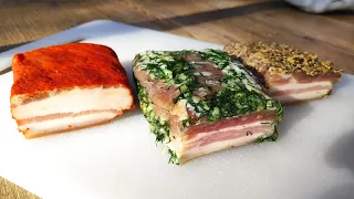 Ukrainian sashimi "Salo-Сало" cured pork with dill and garlic